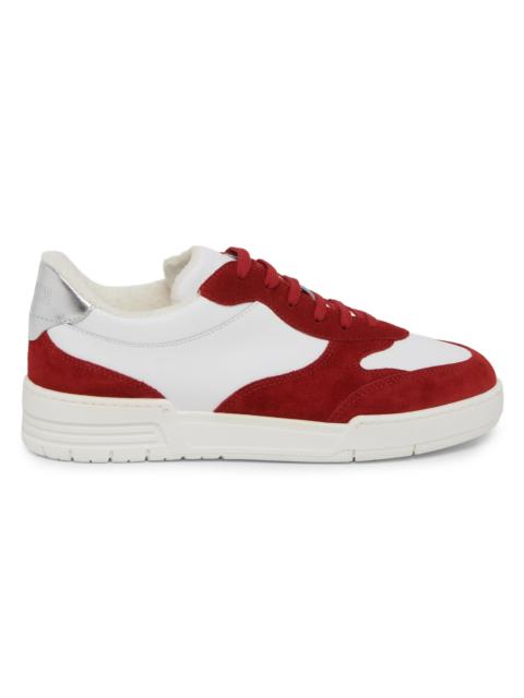 Moschino Men's Leather Low-Top Sneakers - Red White Silver