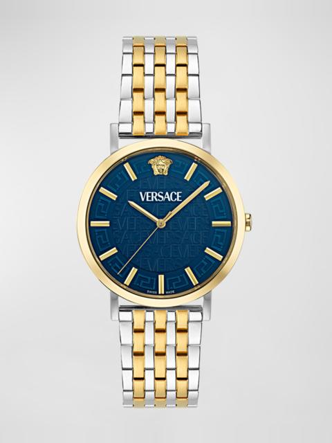 Men's Greca Slim Two-Tone Bracelet Watch, 40mm
