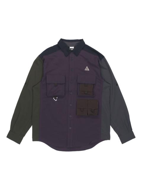 Nike 나이키 ACG 화물 다수 주머니 Colorblock 긴 소매 셔츠 자주색 DB1013-070