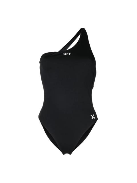 logo-print one-shoulder swimsuit