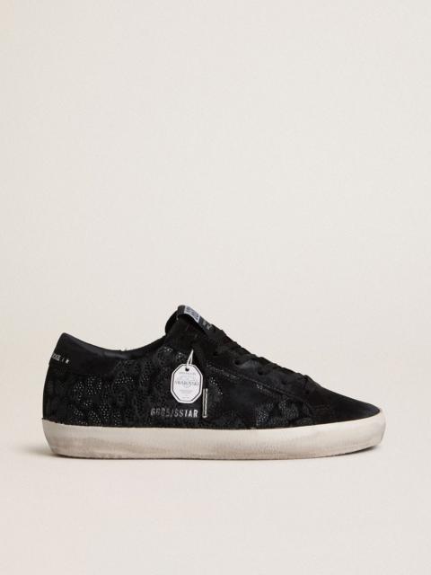 Golden Goose Women's Super-Star in black pony skin with black Swarovski crystals and black suede star