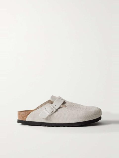 BIRKENSTOCK Boston embossed-suede clogs