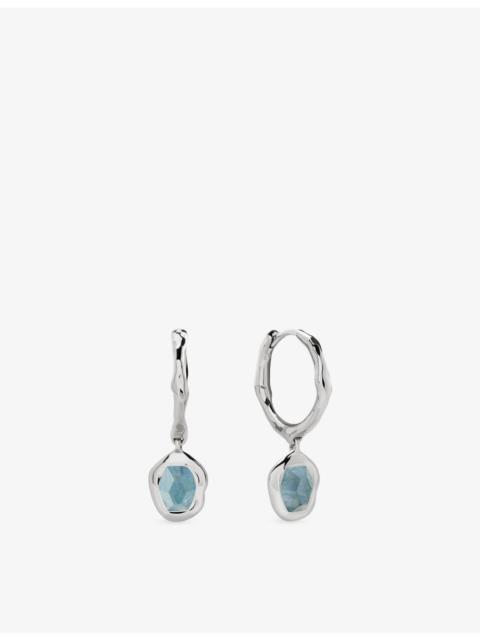 MONICA VINADER Odyssey Gemstone Sterling Silver And Aquamarine Huggie Earrings