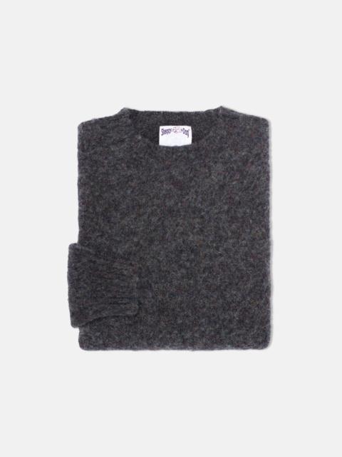 J. PRESS MADE-IN-SCOTLAND CHARCOAL MIX SHAGGY DOG SWEATER  - TRIM FIT