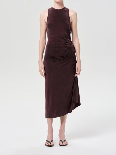AGOLDE ANYA MIDI DRESS IN PLUM