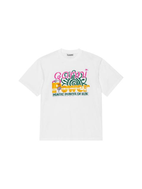 GANNI graphic-print organic-cotton blend T-shirt