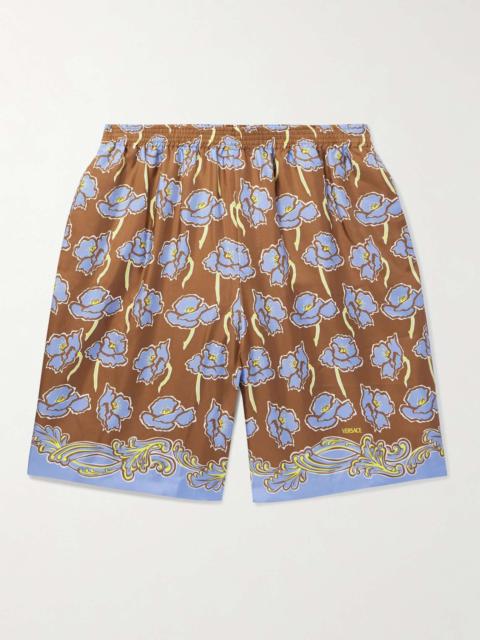 Straight-Leg Printed Silk-Twill Shorts