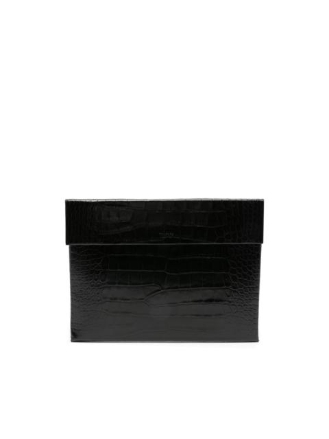 TOM FORD crocodile-pattern flap portfolio