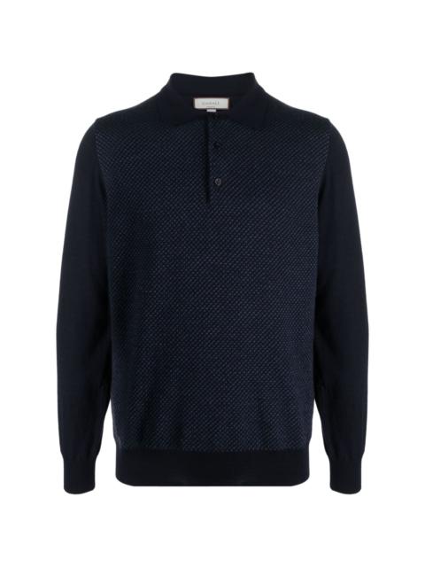 Canali long-sleeved wool polo shirt