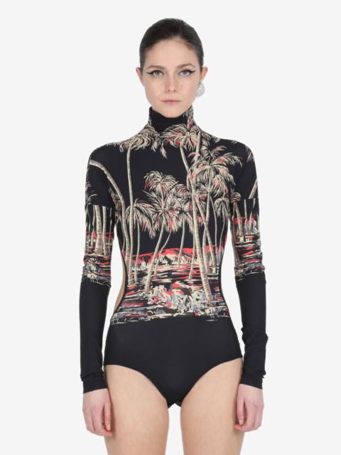 N°21 PALM TREE-PRINT BACKLESS BODYSUIT