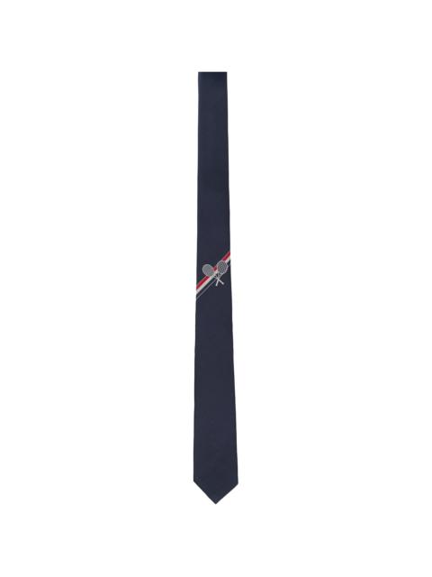Thom Browne Navy Jacquard Tennis Icon Classic Tie