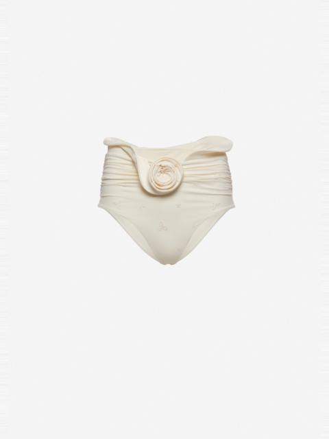 MAGDA BUTRYM Sculpted waist swim bottom in cream with embroidered roses