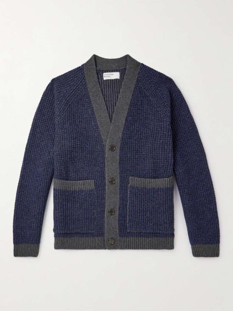 Two-Tone Ribbed Wool-Blend Cardigan