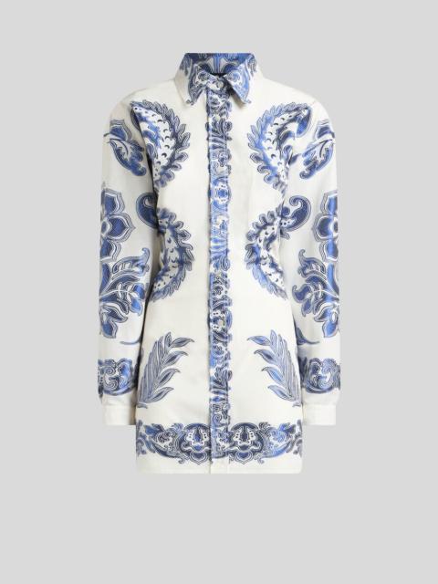 Etro FIL COUPÉ JACQUARD FLORAL SHIRT WITH REAR KNOT