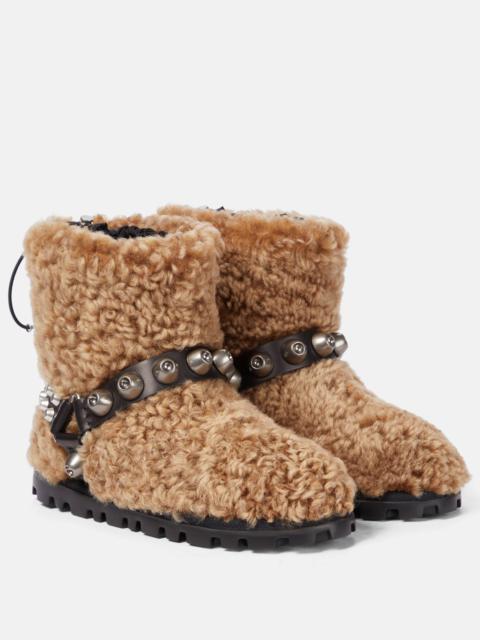 Miu Miu Embellished shearling ankle boots