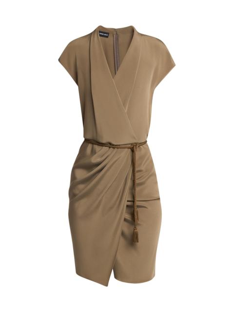 GIORGIO ARMANI Women's Draped Wrap-Style Minidress - Solid Medium Grey