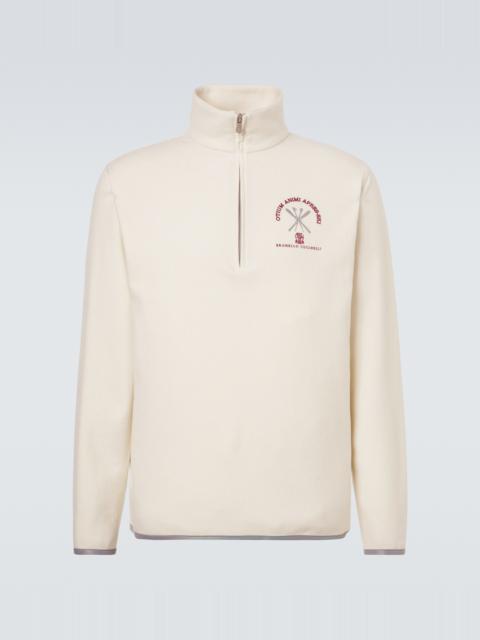 Brunello Cucinelli Cashmere and cotton-blend half-zip sweatshirt