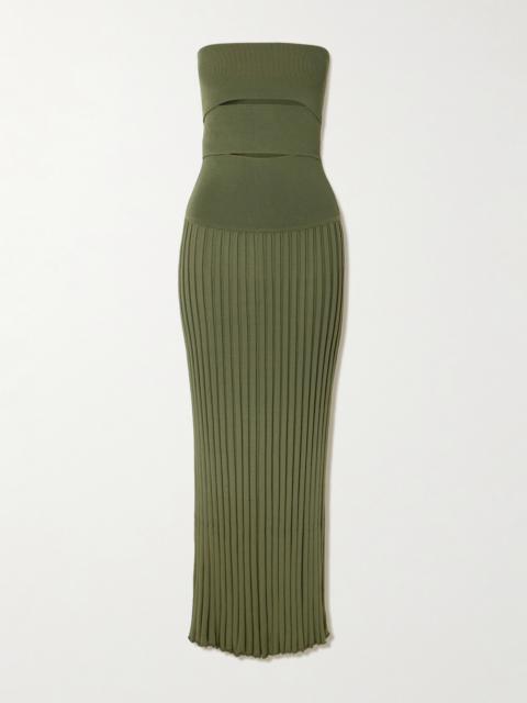 CHRISTOPHER ESBER Sunray Strapless Cutout Ribbed-knit Dress