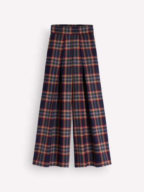 BODEN Wool Blend Pleated Culottes-Navy, Camel Check