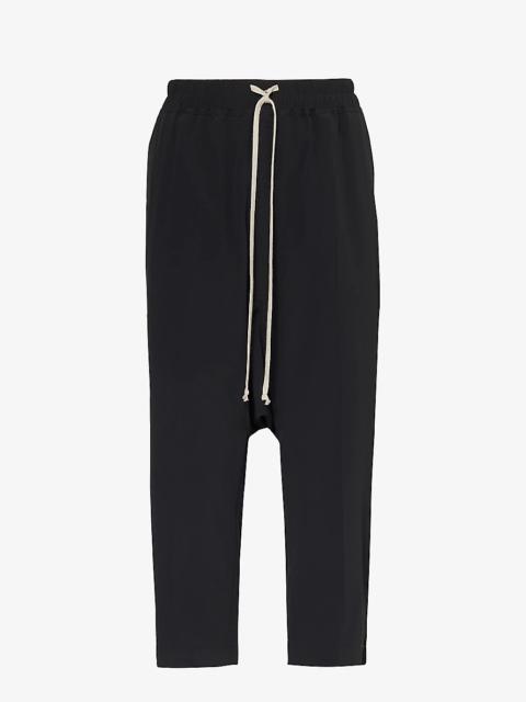 Dropped-crotch straight-leg woven trousers