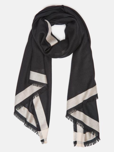 Vince Border-Stripe Cashmere-Silk Satin Scarf