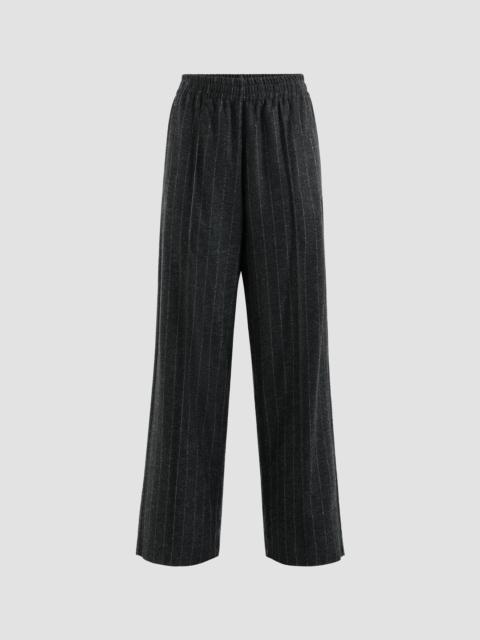 Brunello Cucinelli Women's Comfort Virgin Wool Dazzling Chalk Stripe Track Trousers - Anthracite