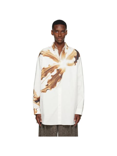 Dries Van Noten White Flame Lily Print Shirt