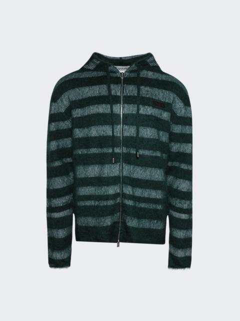 Jacquard Striped Hoodie Forest Green