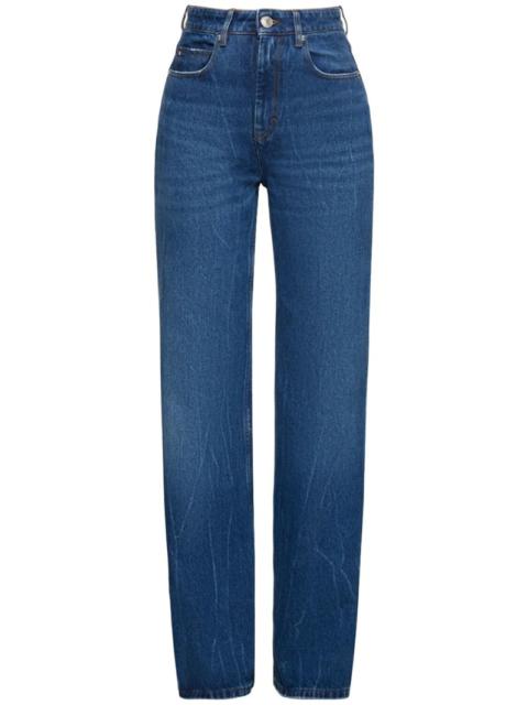 Mid rise flared cotton jeans
