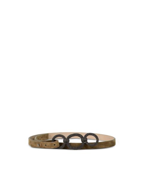 suede circle-buckle belt