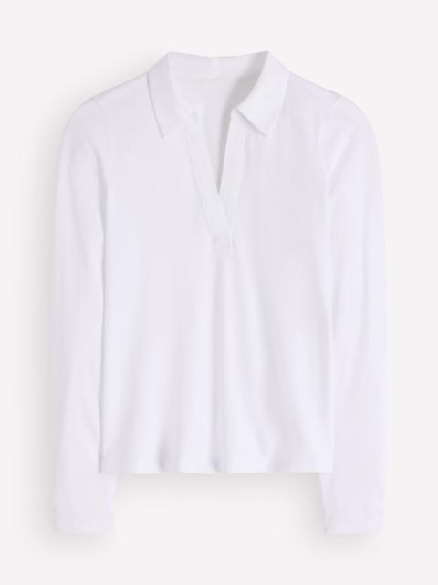 BODEN Open Collar Notch Neck-White