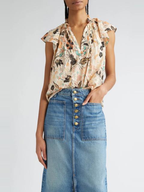 Cleo Floral Print Tie Neck Top