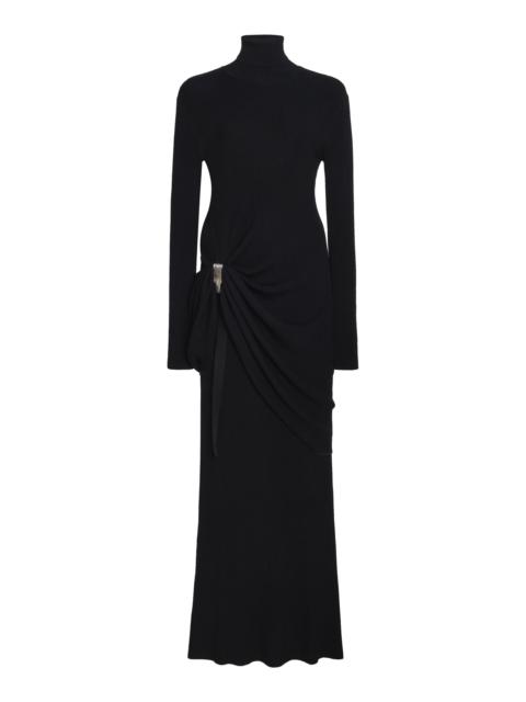 BRANDON MAXWELL The Lainey Draped Knit Gown black