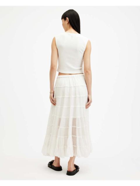 ALLSAINTS EVA ELASTICATED WAIST TIERED MAXI SKIRT