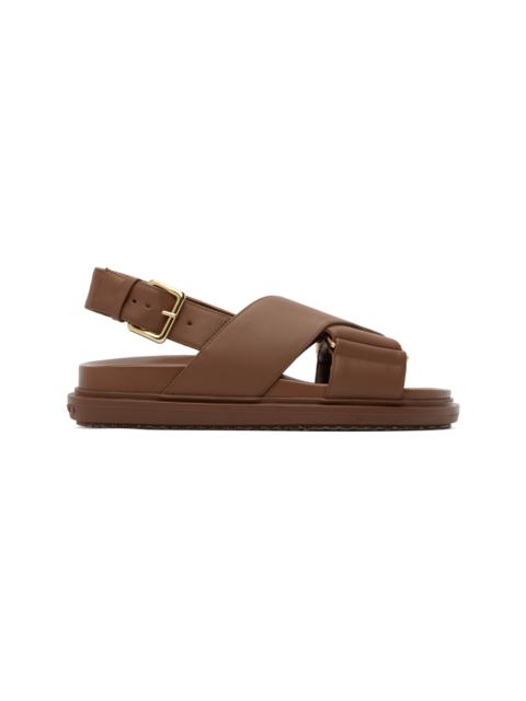 Marni Brown Leather Fussbett Sandals