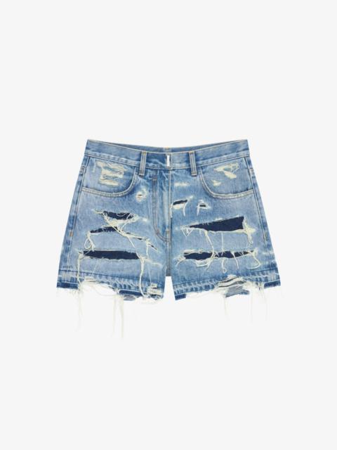 Givenchy MINI SHORTS IN DESTROYED DENIM