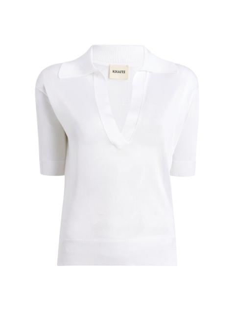 KHAITE Julita Cropped Polo Top white