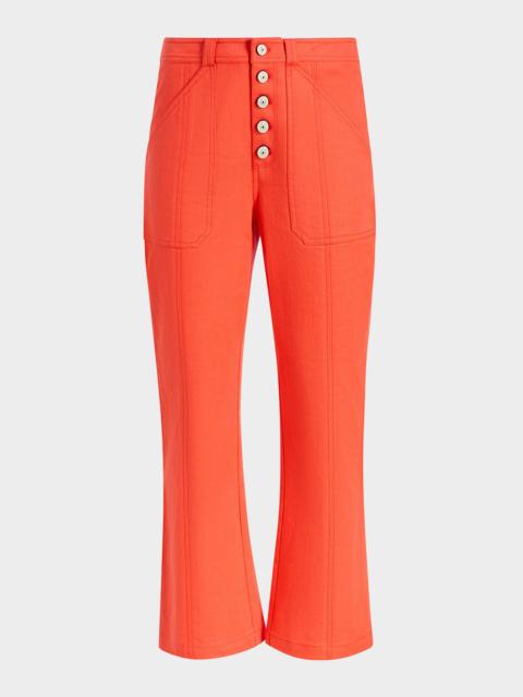 Cinq à Sept Wallace Cropped Button-Fly Pants