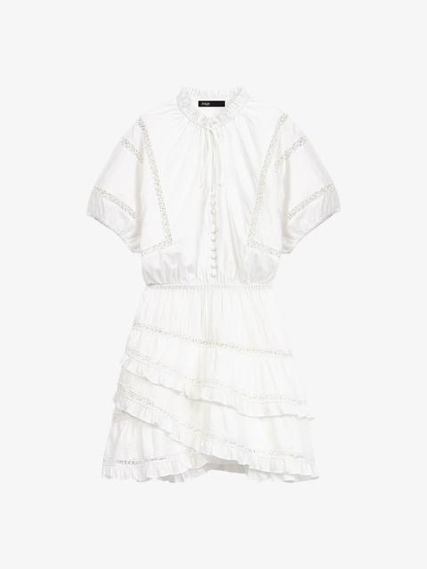 Guipure-embroidered cotton mini dress