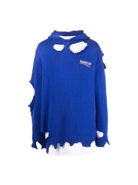 BALENCIAGA Balenciaga Political Campaign Destroyed Hoodie 'Blue' 662718T32124691