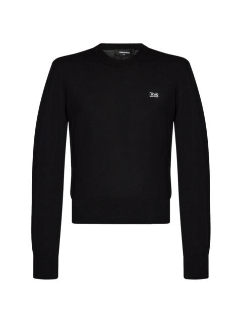 logo patch round neck jumper