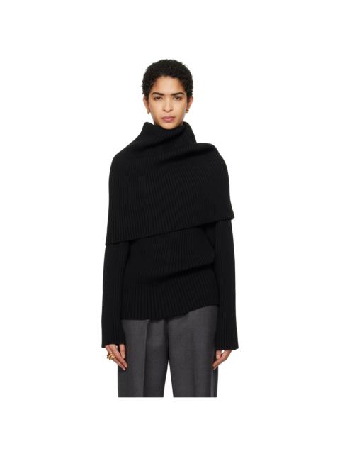 ALAINPAUL Black Covered Shoulders Turtleneck