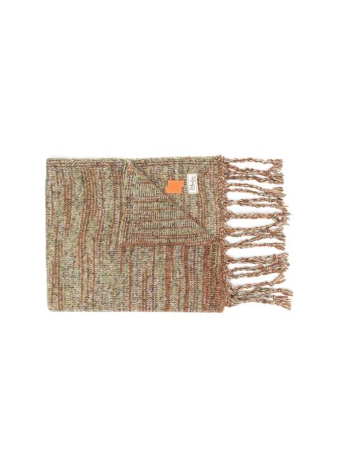 stripe-knit tasseled scarf
