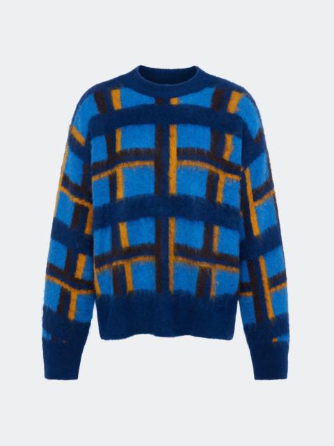 SIMONMILLER Calder Knit Sweater In Tonal Blue Plaid