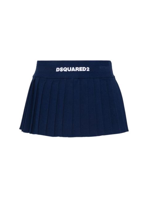 DSQUARED2 logo-embroidered pleated mini skirt