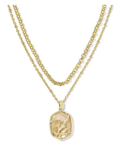 KENDRA SCOTT Daphne Gold Coral Frame Multi Strand Necklace in Iridescent Abalone