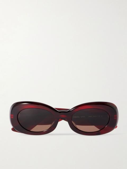 KHAITE + KHAITE oval-frame acetate sunglasses Burgundy