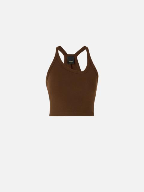 PINKO CROPPED VEST TOP WITH ASYMMETRIC NECKLINE