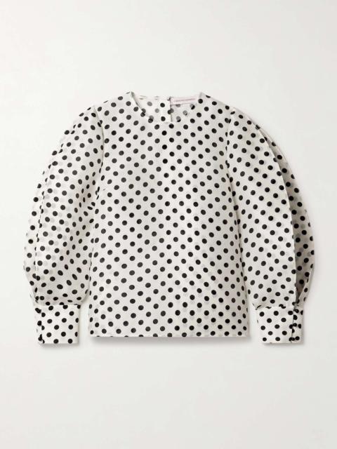CAROLINA HERRERA Polka-dot silk-gazar blouse Ivory
