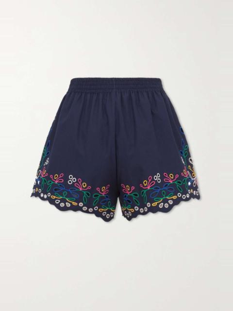 Broderie anglaise cotton-poplin shorts